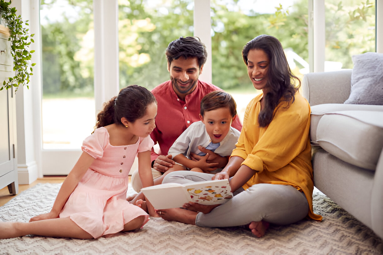 Family enjoying in their new home